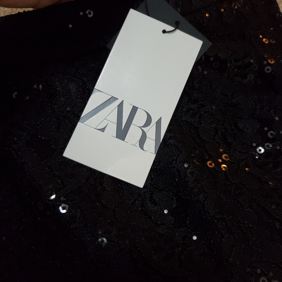 Zara * Limited Edition Black Lace Sequin High Waisted Wide Pants - Picture 14 of 14
